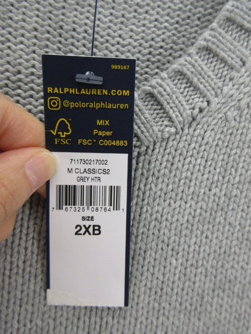 Polo Ralph Lauren Sweater 2XB Spell Out Pullover Ribbed Chunky Knit